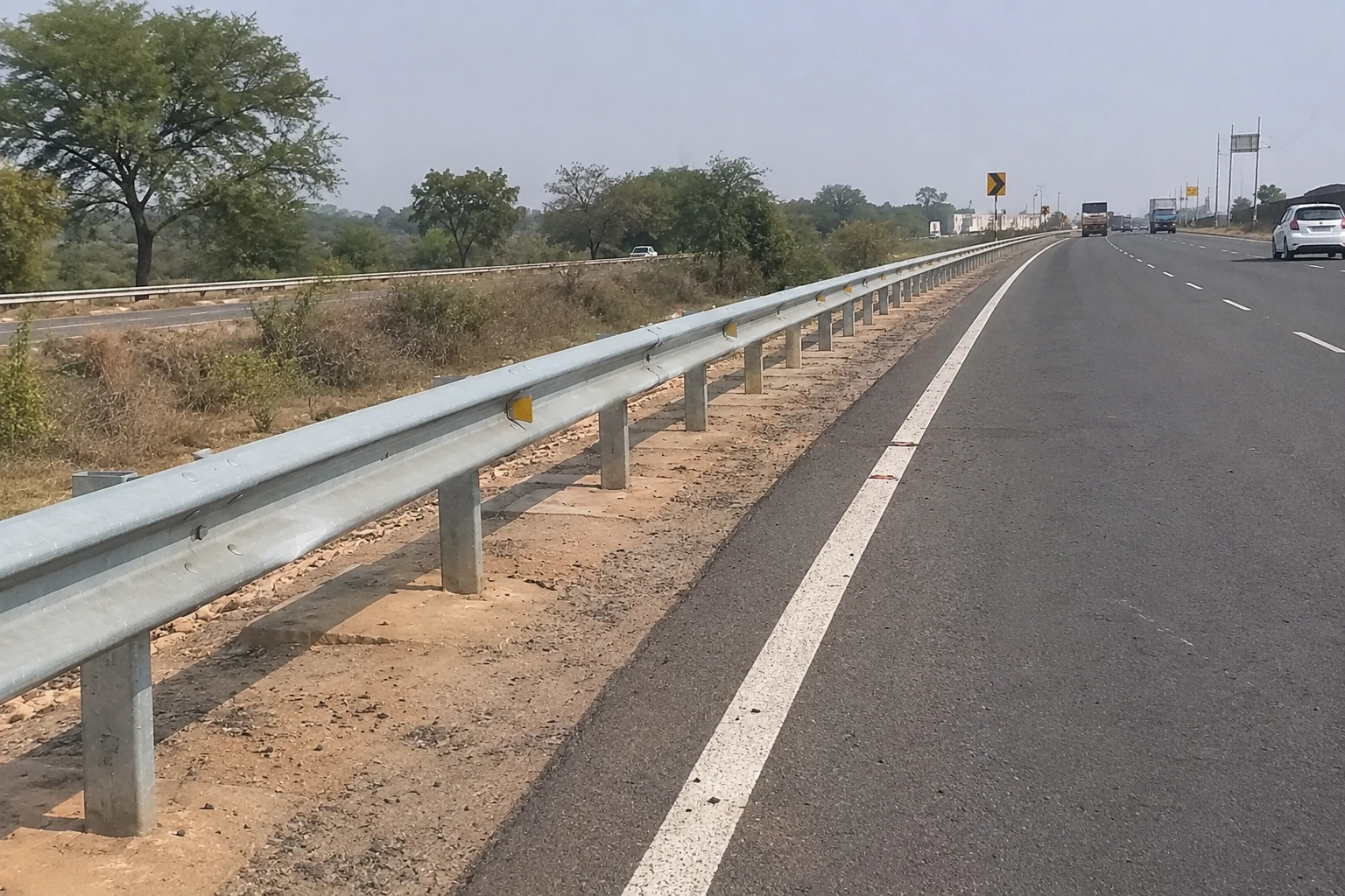 PATH metal beam crash barrier installed on highway